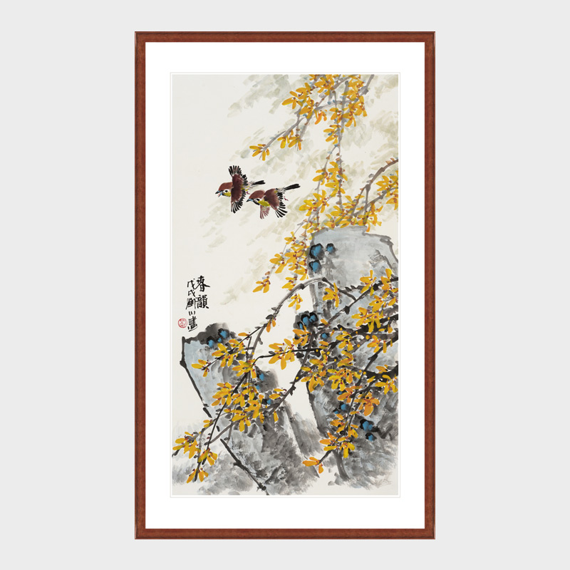 湖山画苑花鸟国画玄关茶室装饰画手绘真迹春韵刘川