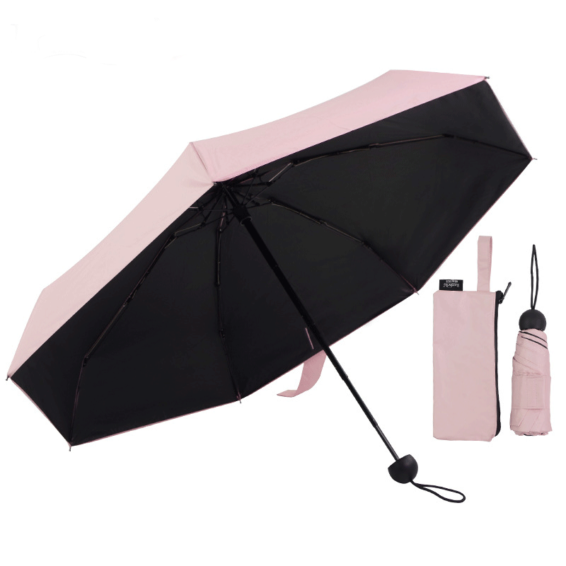 五折太阳伞黑胶防晒迷你口袋胶囊伞