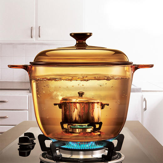 美国康宁晶彩透明锅3.5公升超耐热透明玻璃汤锅