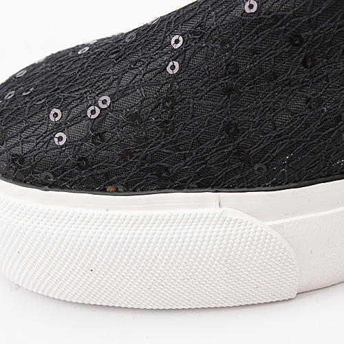 36码黑色镂空亮片休闲鞋女厚底平底鞋C38 商品图6