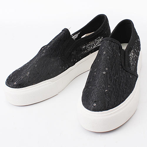 36码黑色镂空亮片休闲鞋女厚底平底鞋C38 商品图0