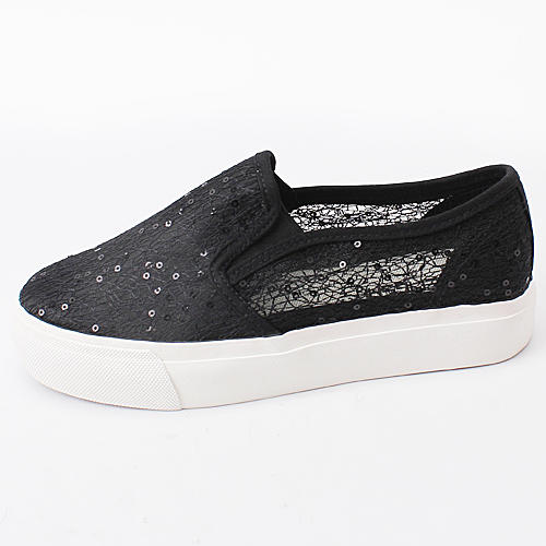 36码黑色镂空亮片休闲鞋女厚底平底鞋C38 商品图1