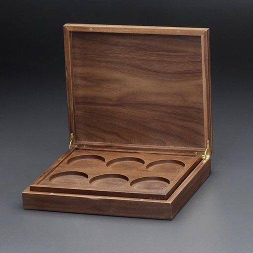 双层黑胡桃实木托盘式钱币收藏盒(sh丁酉年新款)
