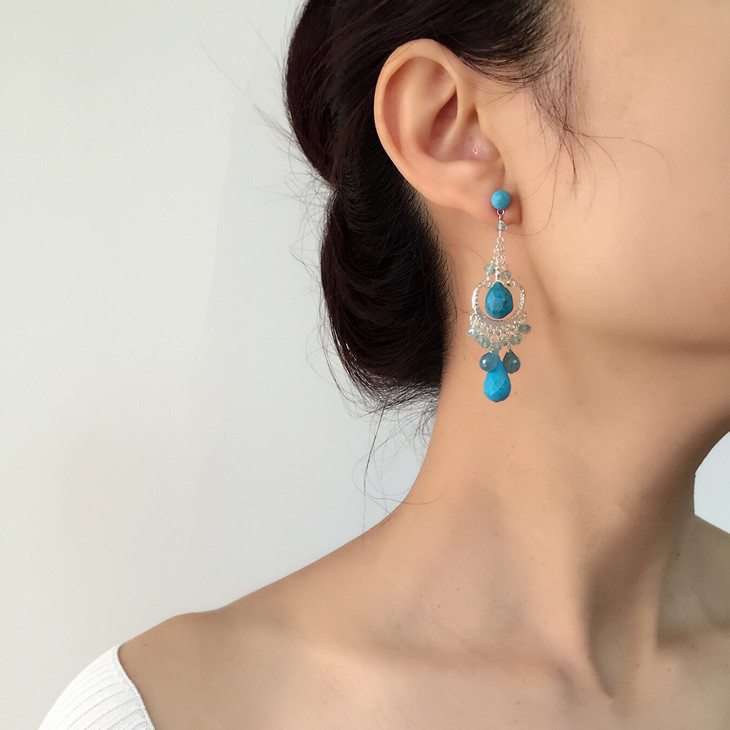 北京仓|mounir-art deco-绿松石 耳环〔英国设计师