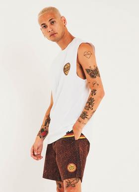 澳洲机车潮牌deus 白色无袖tee d758