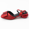 莎丝妮漫36码红色牛皮革凉鞋女包头粗跟C12 商品缩略图1