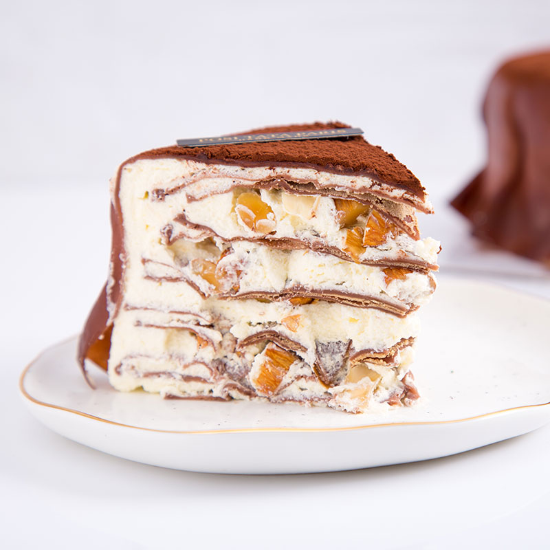 可可红豆与摩卡杏仁双拼千层蛋糕