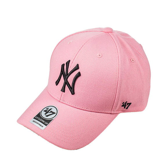 MLB 洋基队NY棒球帽47Brand 软弯沿粉色黑标