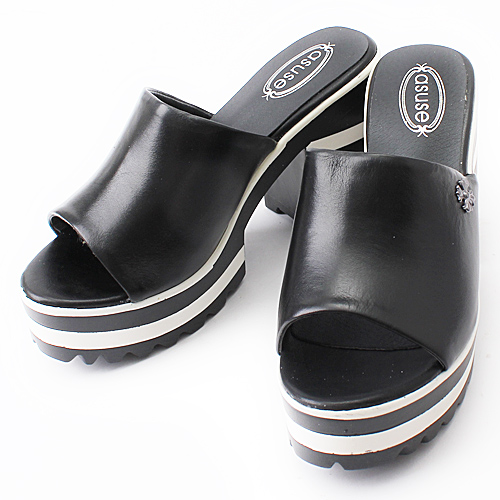 37码粗跟凉拖女高跟凉鞋露趾头层牛皮防水台女鞋C43