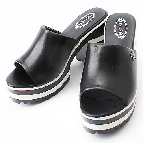 37码粗跟凉拖女高跟凉鞋露趾头层牛皮防水台女鞋C43 商品图0