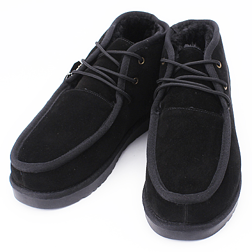 42码黑色男士雪地靴加绒棉鞋真皮保暖短靴 F3