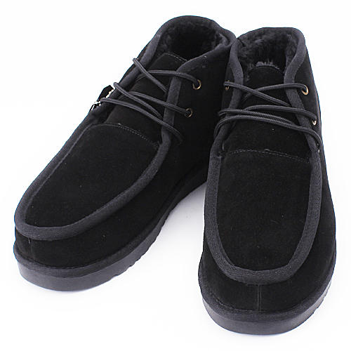 42码黑色男士雪地靴加绒棉鞋真皮保暖短靴 F3 商品图0