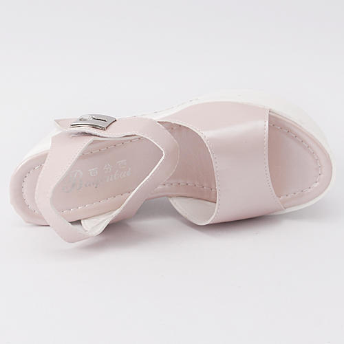 39码女士夏季少女风粉色厚底坡跟凉鞋A22 商品图2