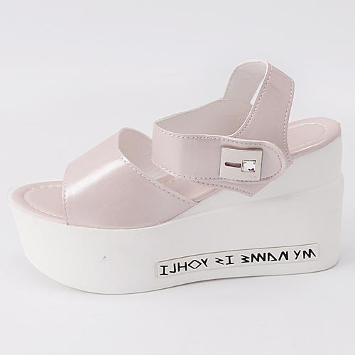 39码女士夏季少女风粉色厚底坡跟凉鞋A22 商品图1