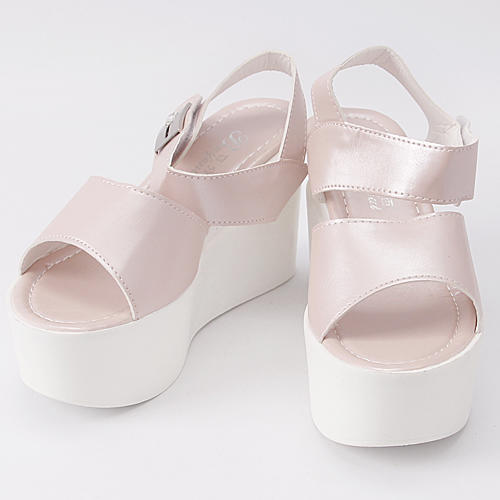 39码女士夏季少女风粉色厚底坡跟凉鞋A22 商品图0