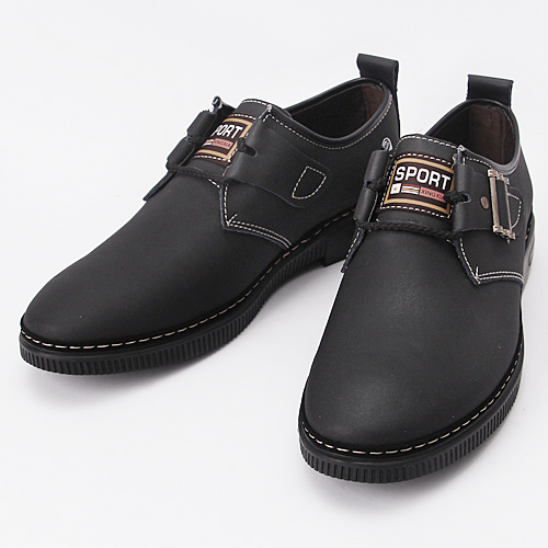 41码男士黑色系带休闲鞋磨砂真皮皮鞋A22