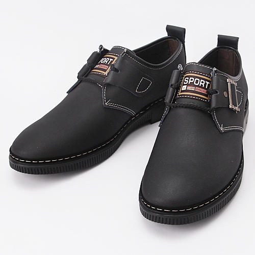 41码男士黑色系带休闲鞋磨砂真皮皮鞋A22 商品图0