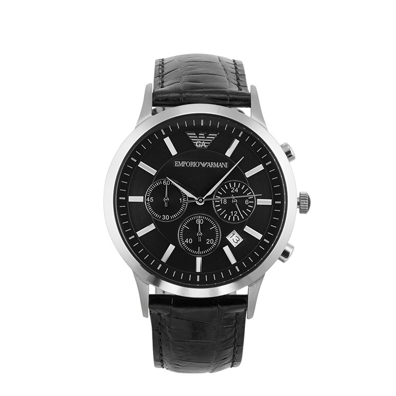 armani 阿玛尼黑色皮革带男表 时尚潮流石英表 ar2447 意大利 【香港