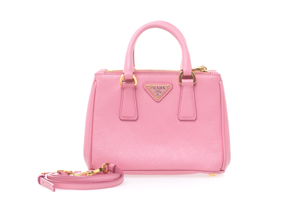 a  prada 普拉达 galleria 粉色十字纹杀手包 526584