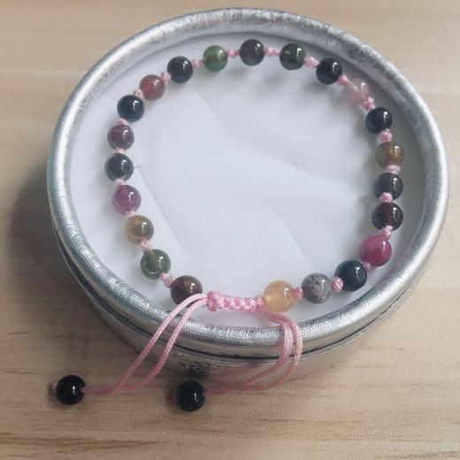 天然碧玺手链女款单圈彩色编织绳手串饰品礼物A23 商品图0