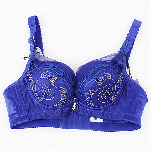 75B蓝色聚拢调整型文胸刺绣性感内衣收副乳A15