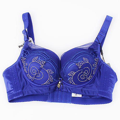 75B蓝色聚拢调整型文胸刺绣性感内衣收副乳A15 商品图0