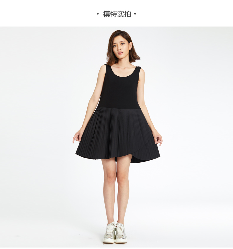 水淼宽松韩版大码女装不规则连衣裙新款无袖裙s3067yacw0123