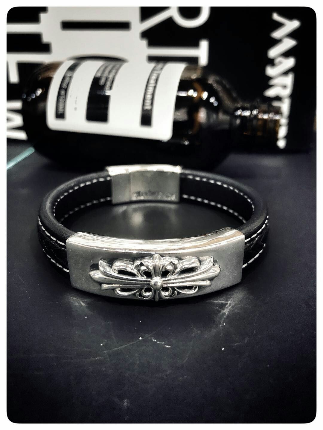 【ln银饰】克罗心纯银牛皮手环 一口价620元包邮