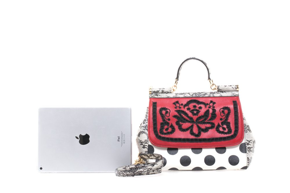 a  dolce&gabbana 杜嘉班纳 miss sicily 西西里印花黑白波点手提包