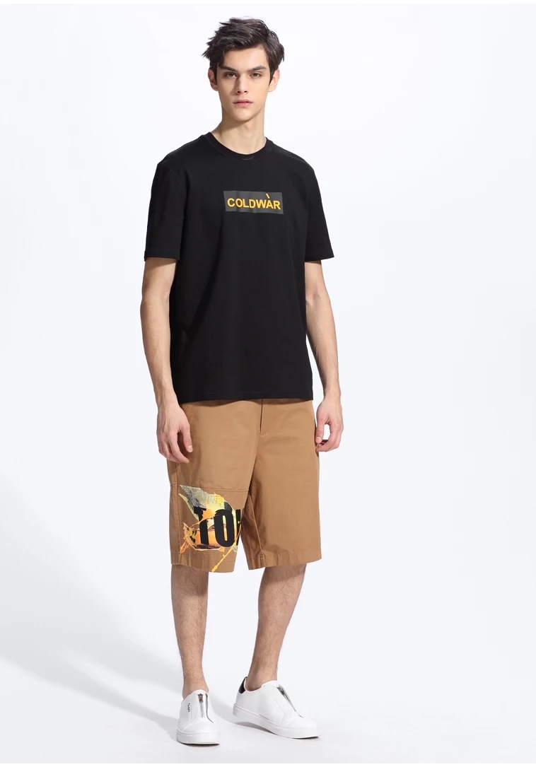 [爆品推荐] trendiano欧时力男装新2018男装夏装潮纯棉字母印花圆领