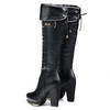 37码女士黑色粗高跟冬季加绒保暖长靴过膝靴C33 商品缩略图1