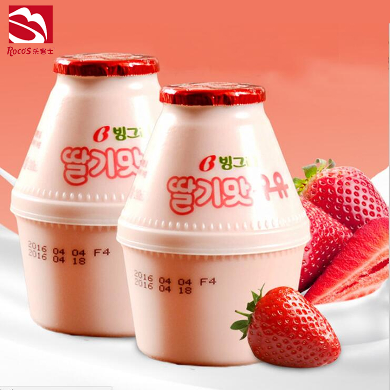 韩国进口宾格瑞低温牛奶草莓牛奶240ml