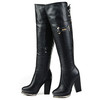 37码女士黑色粗高跟冬季加绒保暖长靴过膝靴C33 商品缩略图0