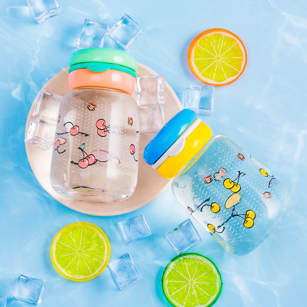 大嘴猴玻璃杯女便携水杯办公室花茶杯可爱学生儿童杯子清新随手杯