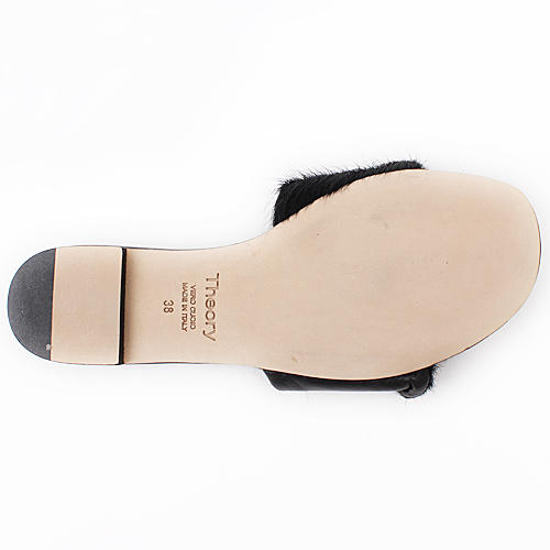 38码Theory黑色皮毛一体平底拖鞋女C46 商品图5