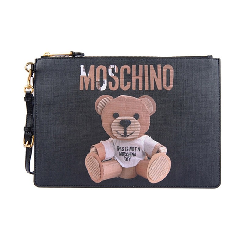 moschino 莫斯奇诺 黑色小熊图案手拿包 2a8420-8210-1555 意大利