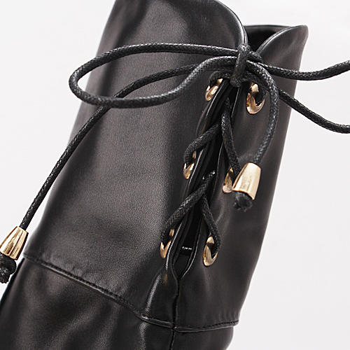 37码女士黑色粗高跟冬季加绒保暖长靴过膝靴C33 商品图3