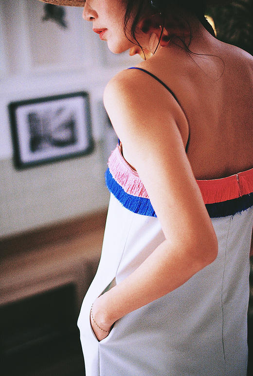 AtelierMissLu / Penny 薄荷绿拼色穗饰吊带裙 商品图4