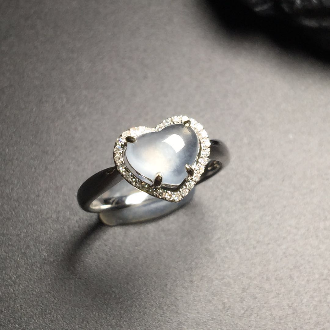 【80956】翡翠冰种心形戒指