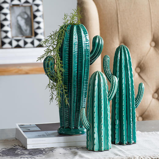 奇居良品 现代家居样板间书房饰品 杰拉陶瓷仙人掌摆件多款