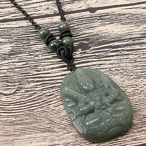 天然玉石挂件观世音菩萨和田玉项链A23