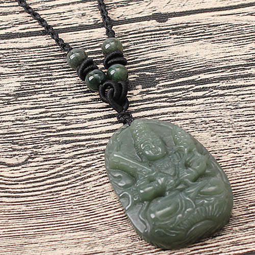 天然玉石挂件观世音菩萨和田玉项链A23 商品图0