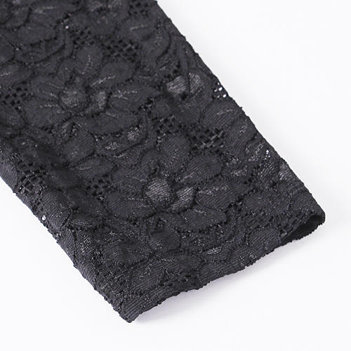 S码撞色拼接蕾丝优雅褶皱长袖连衣裙E12 商品图5