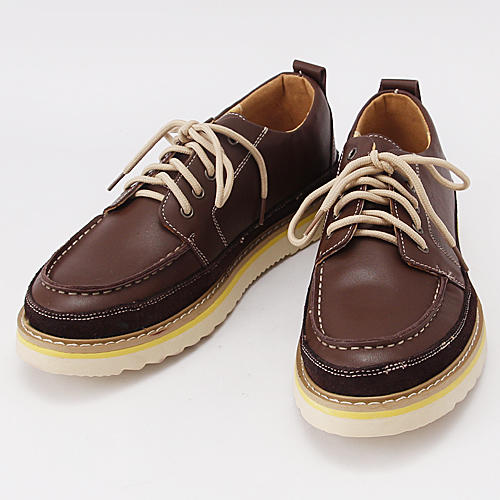 41码男士棕色拼皮系带低帮真皮休闲男单鞋F13 商品图0