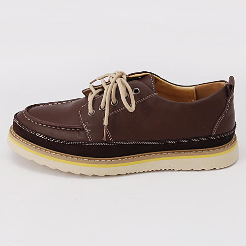 41码男士棕色拼皮系带低帮真皮休闲男单鞋F13 商品图1