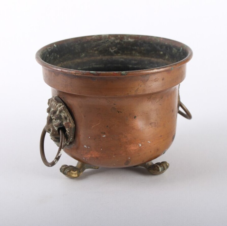 50年代 红铜材质 狮子头迷你双耳罐