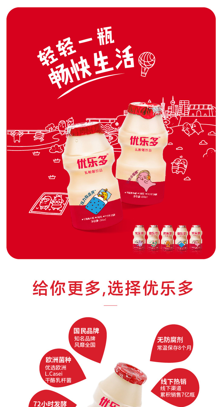 畅销6年 累计销量7亿瓶【优乐多】儿童乳酸菌礼盒装!包邮!