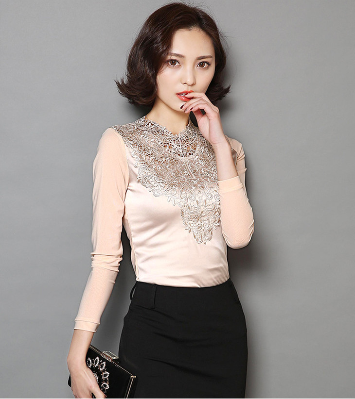 ll-9056秋季仿真丝上衣韩版修身纯色小衫