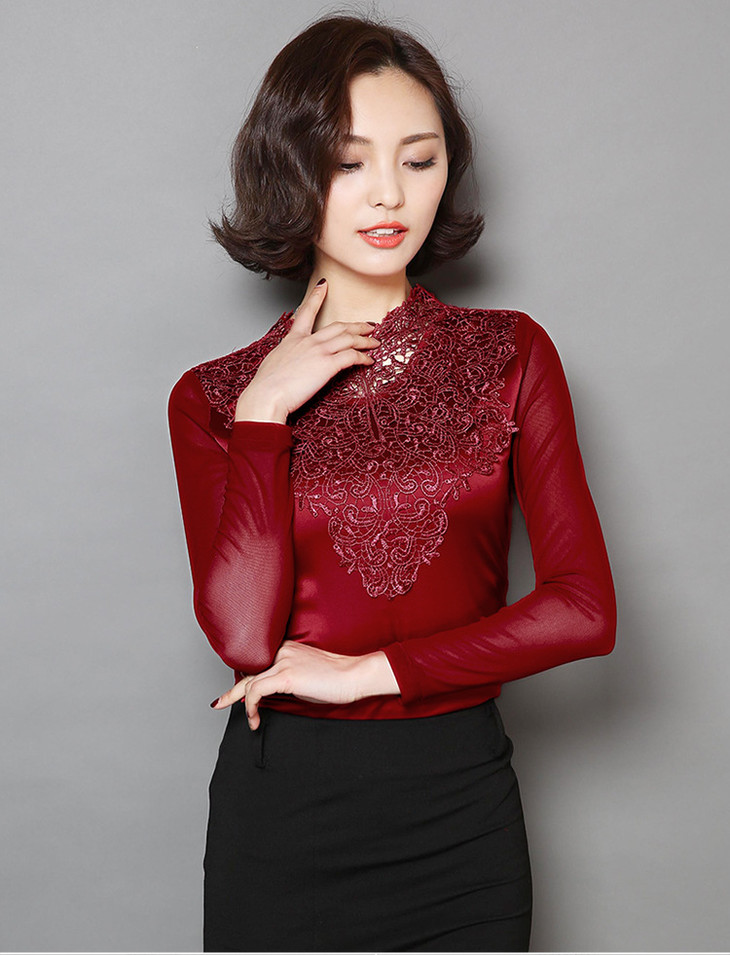 ll-9056秋季仿真丝上衣韩版修身纯色小衫