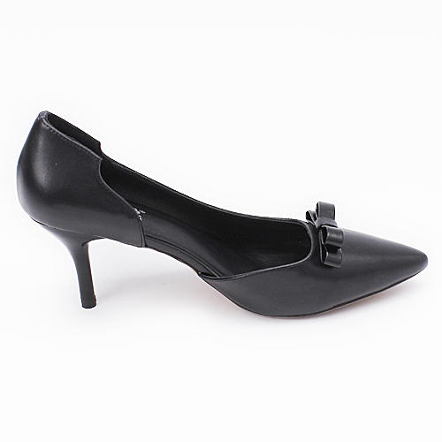 诗拉曼38码黑色蝴蝶结单鞋女尖头高跟鞋真皮韩版F13 商品图2